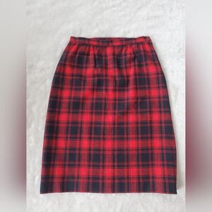 Pendleton Plaid Pleated Skirt Size 14 Black Red